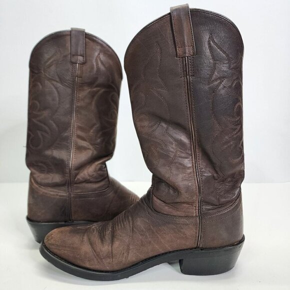 Old West Men\'s TBM3051 Brown Leather‎ Mid-Calf Western Boots - Size 9.5 D main image 11